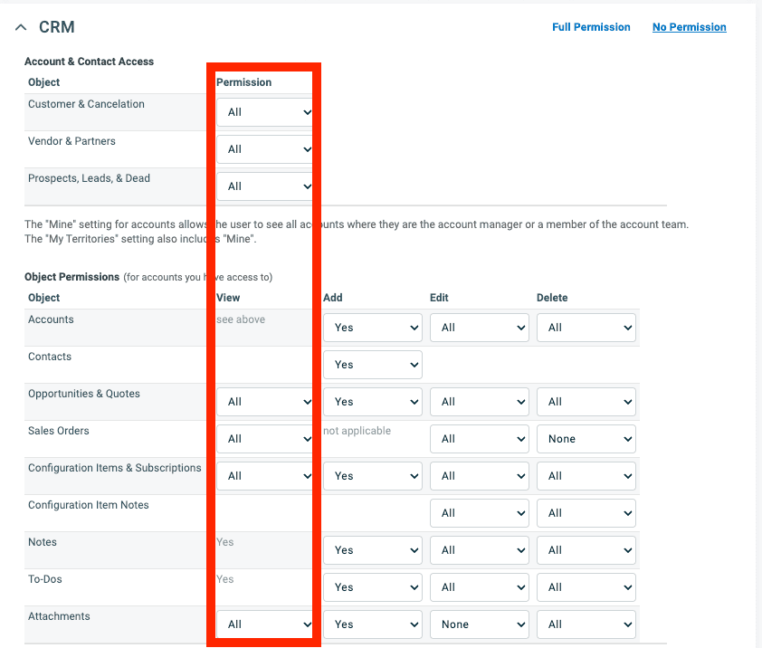 Recommended Autotask CRM permissions