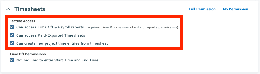 Recommended Autotask Timesheets permissions