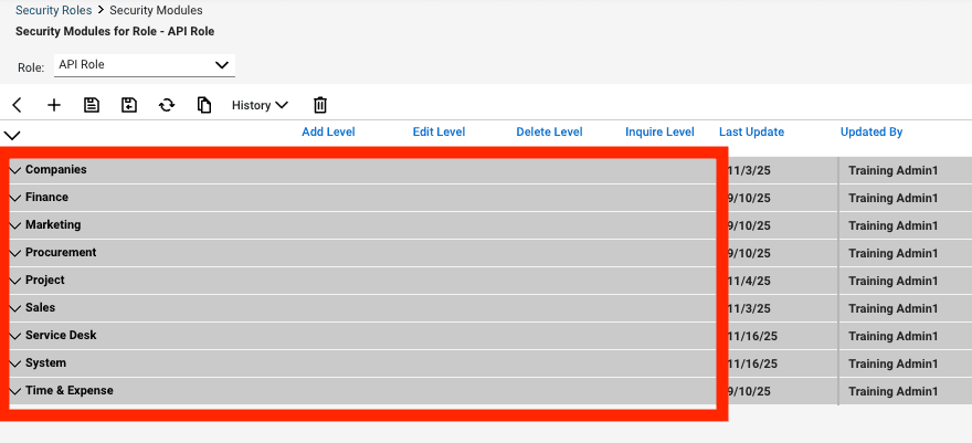 ConnectWise Security Modules list showing the modules used by Bumblebee